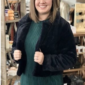 NWT Blank NYC Navy Blue Furry Jacket